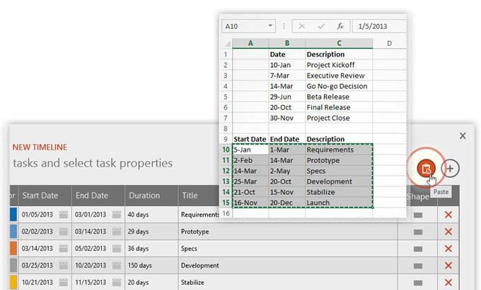 Copy & Paste data from Microsoft Excel