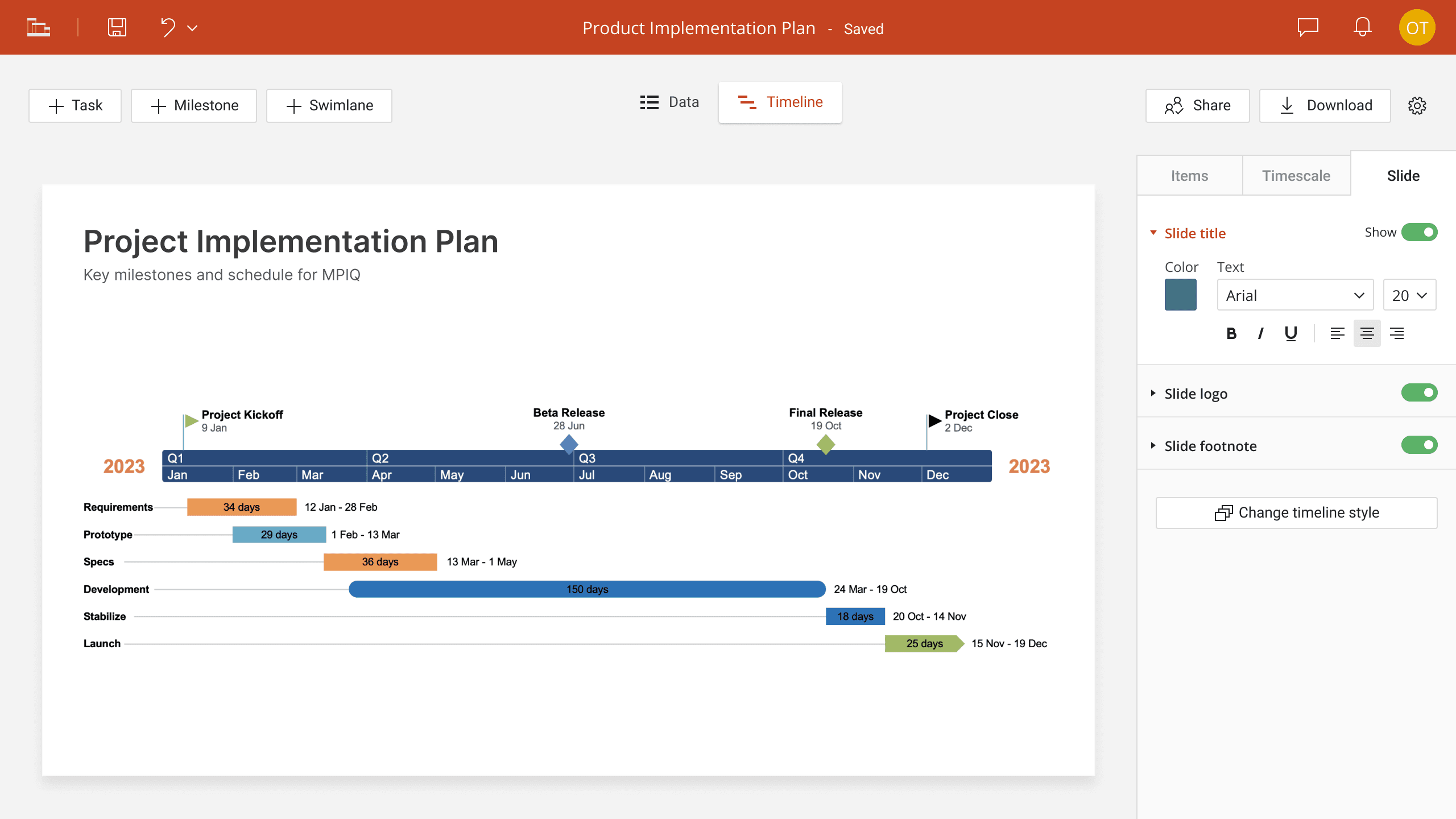 Easy-to-use online timeline creator