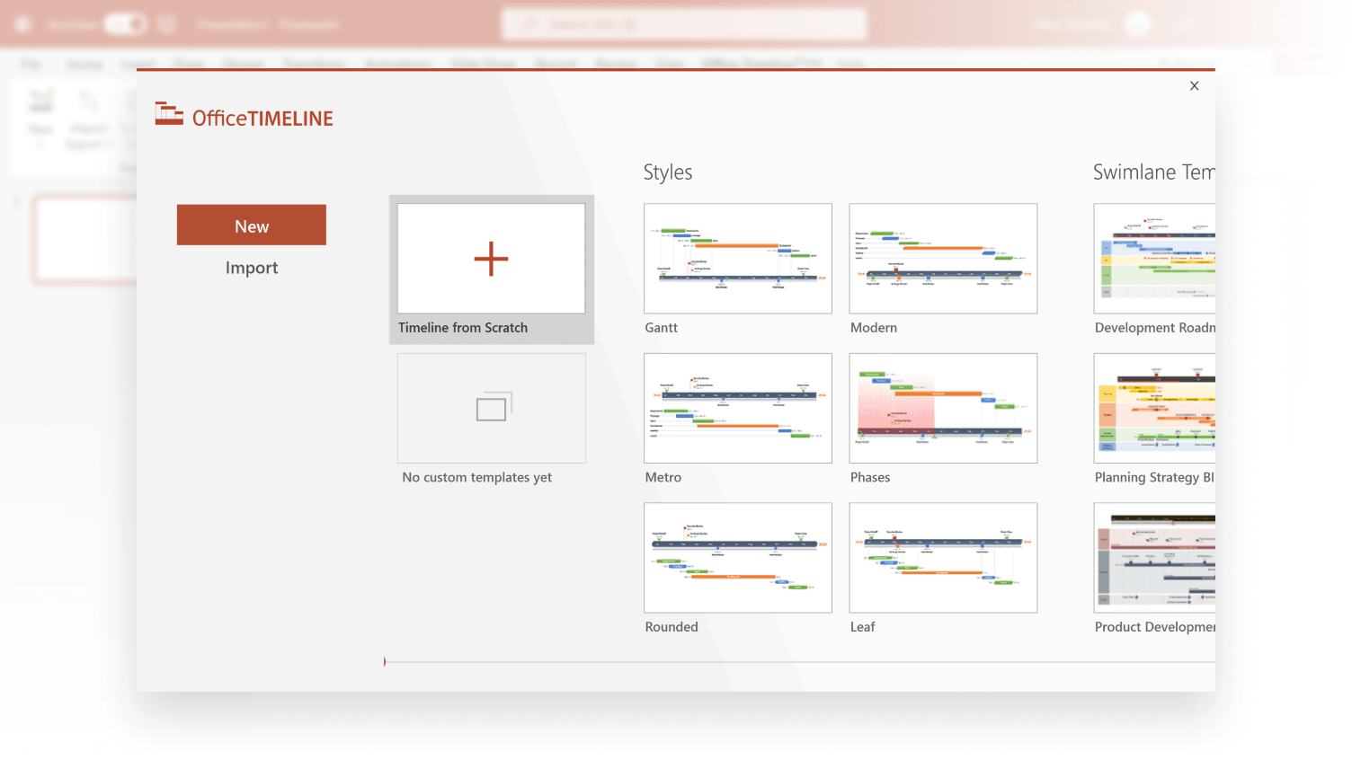 PowerPoint timeline and Gantt chart templates