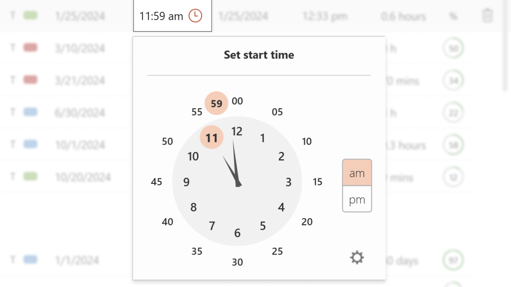 Hours and minutes feature in Office Timeline