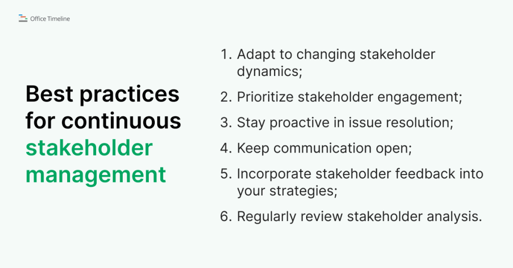 List of best practices for stakeholder management