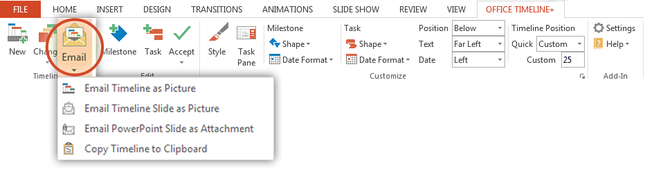Email button on the PowerPoint ribbon