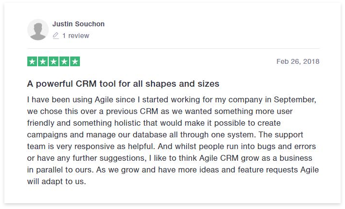 Agile CRM Customer Review