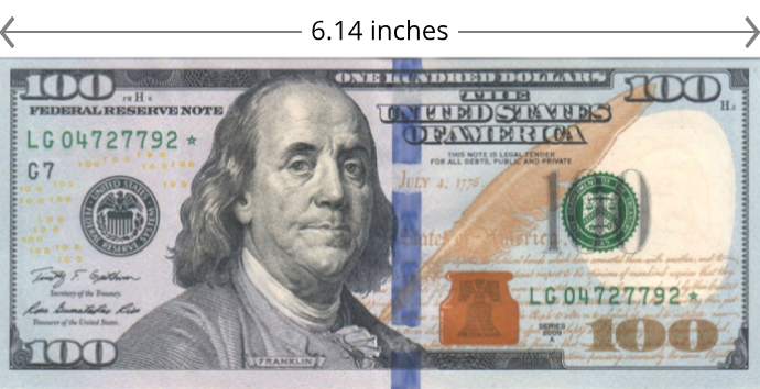 compare to 100 dollar US bill