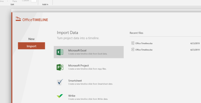 Import data from Project Management software